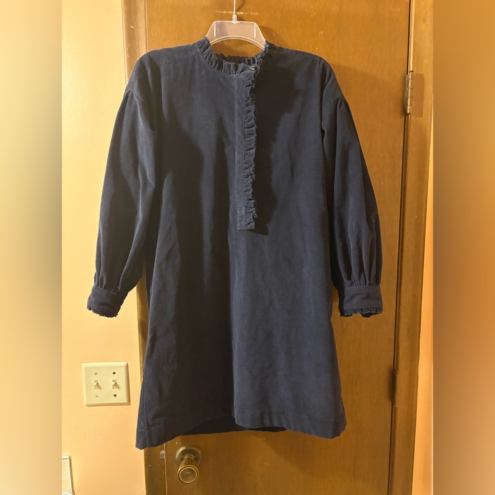 Ann Mashburn Nicky Corduroy Popover Dress in Navy